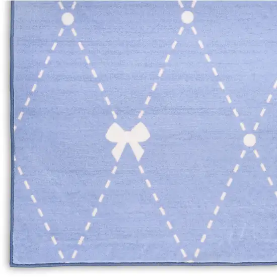 Blue And Ivory Bow Youthful Washable Area Rug Photo 9