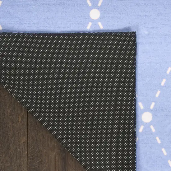 Blue And Ivory Bow Youthful Washable Area Rug Photo 9