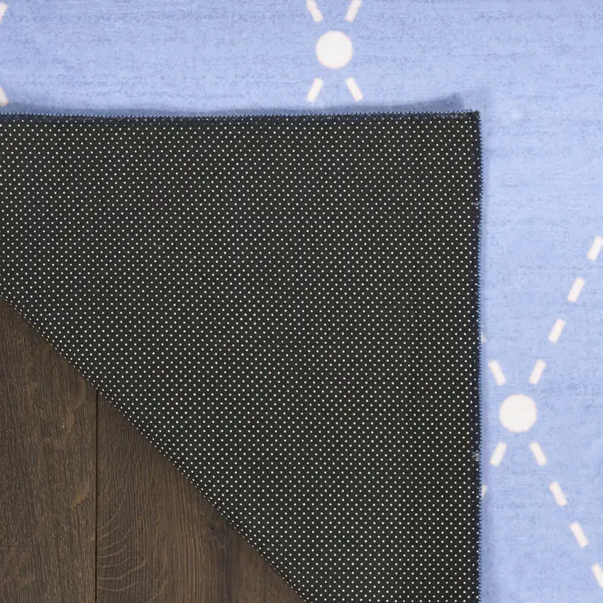 Blue And Ivory Bow Youthful Washable Area Rug Photo 9