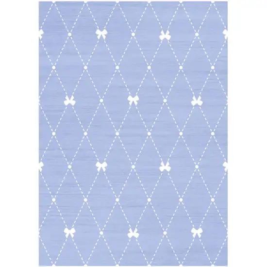 Blue And Ivory Bow Youthful Washable Area Rug Photo 2