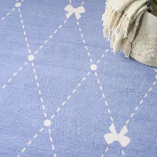 Blue And Ivory Bow Youthful Washable Area Rug Photo 8