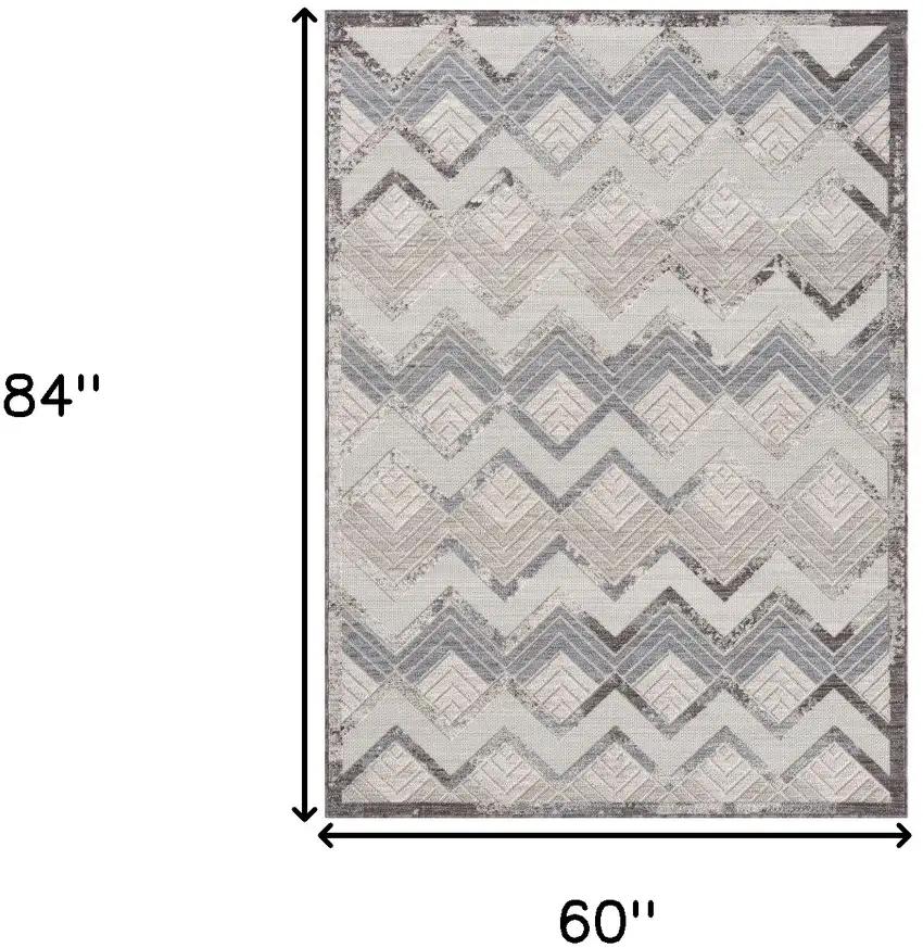 Blue And Ivory Chevron Indoor Outdoor Area Rug Photo 9
