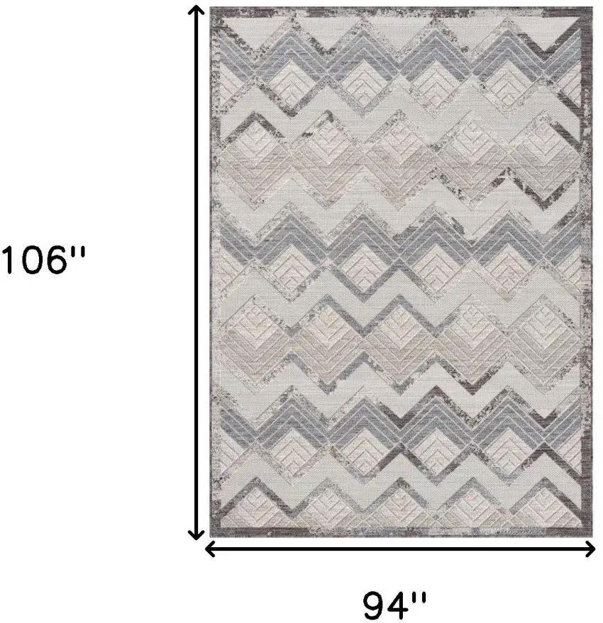 Blue And Ivory Chevron Indoor Outdoor Area Rug Photo 9