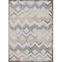 Photo of Blue And Ivory Chevron Indoor Outdoor Area Rug