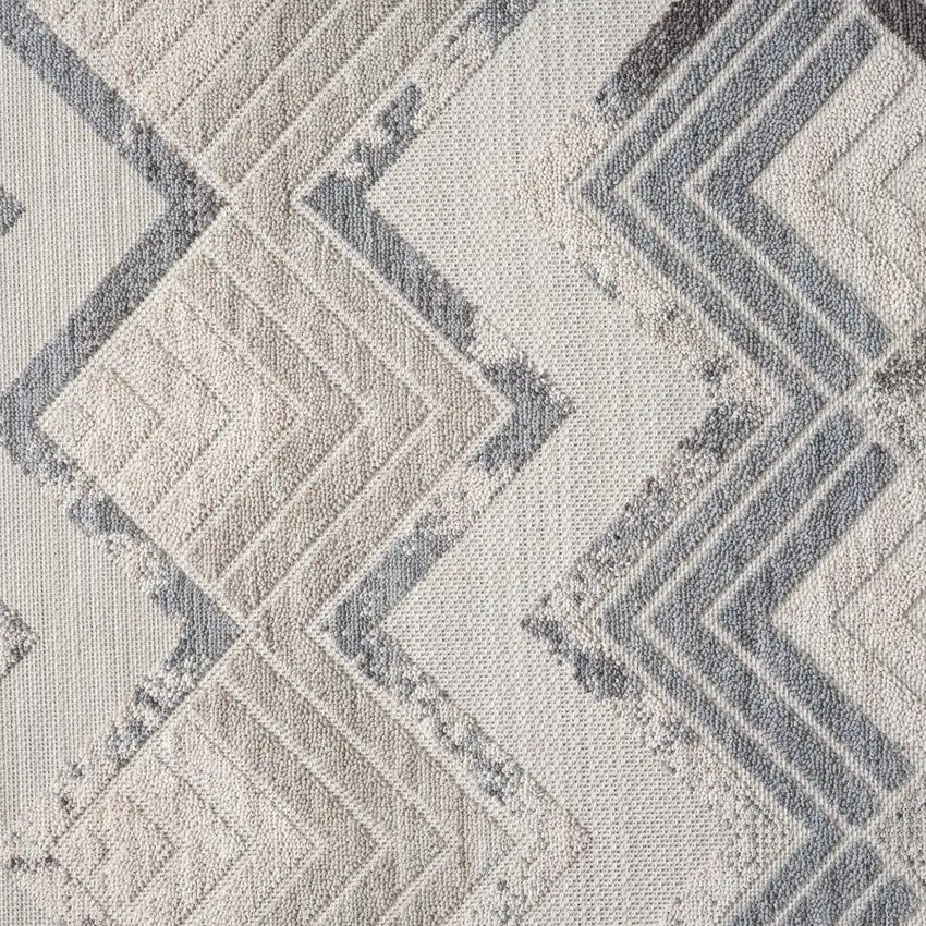 Blue And Ivory Chevron Indoor Outdoor Area Rug Photo 8