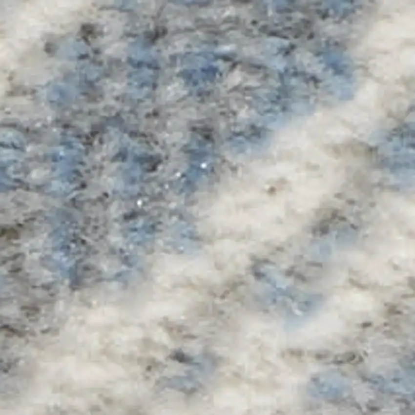 Blue And Ivory Damask Distressed Non Skid Area Rug Photo 2