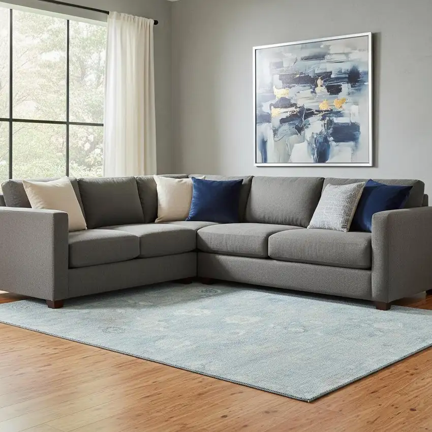 Blue And Ivory Damask Washable Area Rug With UV Protection Photo 2