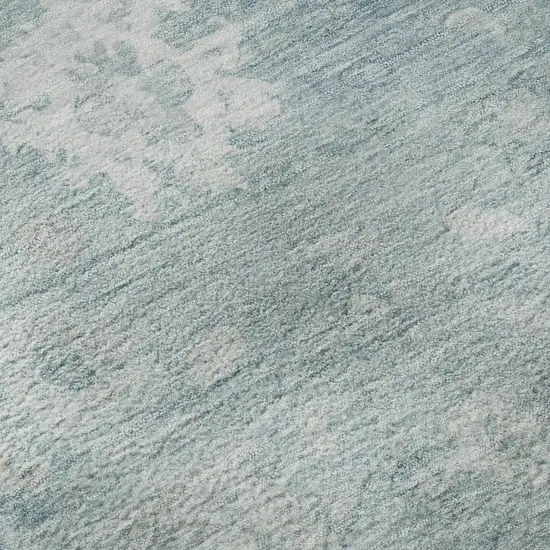 Blue And Ivory Damask Washable Area Rug With UV Protection Photo 9