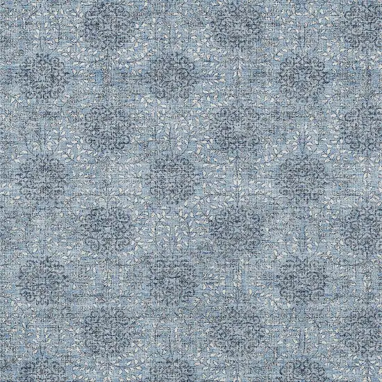 Blue And Ivory Damask Washable Indoor Outdoor Area Rug Photo 6