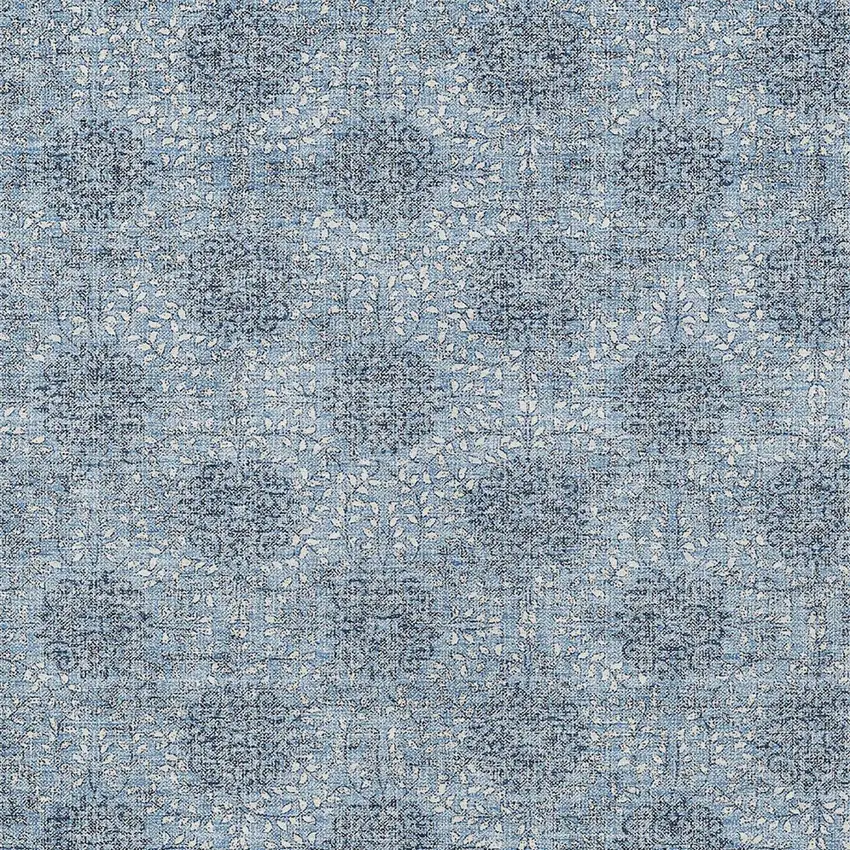 Blue And Ivory Damask Washable Indoor Outdoor Area Rug Photo 6