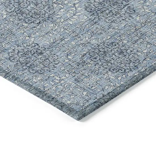 Blue And Ivory Damask Washable Indoor Outdoor Area Rug Photo 9
