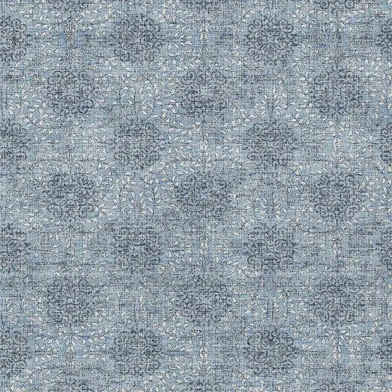 Blue And Ivory Damask Washable Indoor Outdoor Area Rug Photo 4