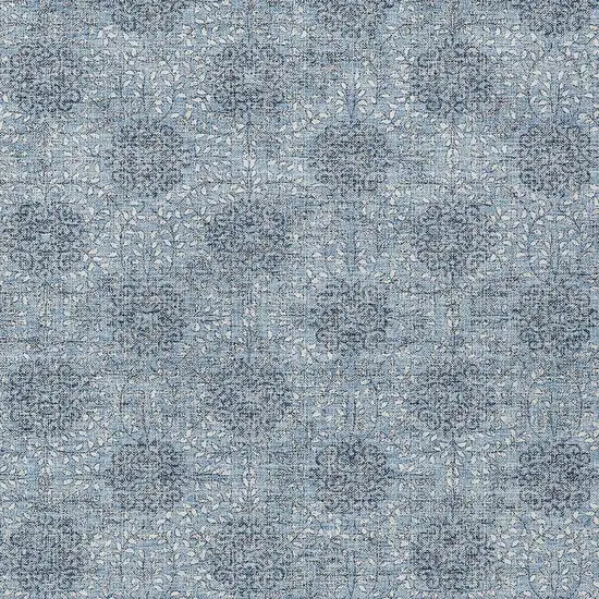 Blue And Ivory Damask Washable Indoor Outdoor Area Rug Photo 4