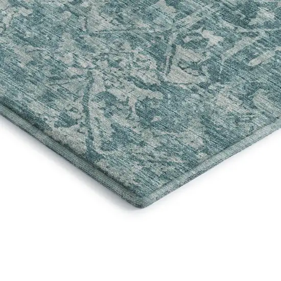 Blue And Ivory Damask Washable Indoor Outdoor Area Rug Photo 5