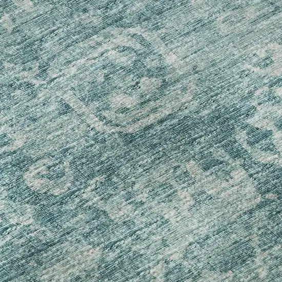 Blue And Ivory Damask Washable Indoor Outdoor Area Rug Photo 8