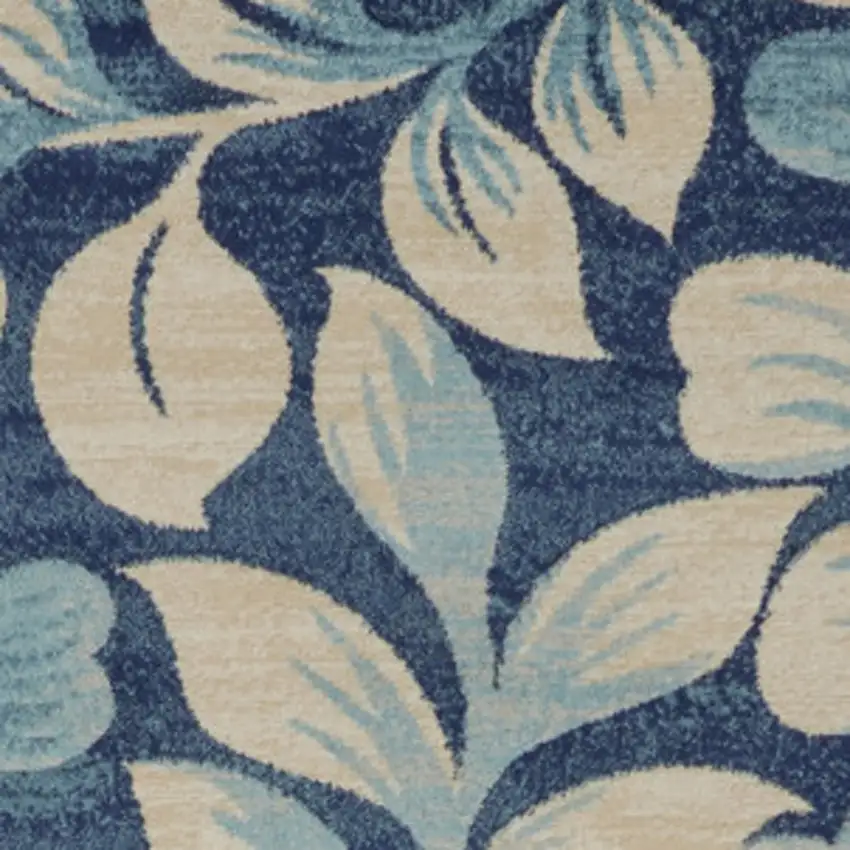 Blue And Ivory Floral Area Rug Photo 9