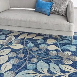 Photo of Blue And Ivory Floral Area Rug