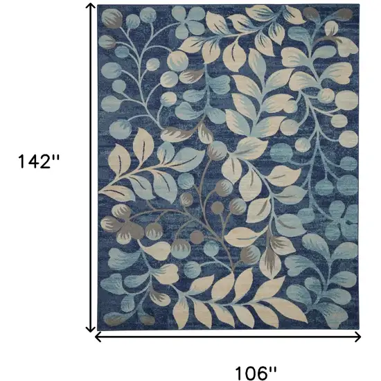 Blue And Ivory Floral Area Rug Photo 3