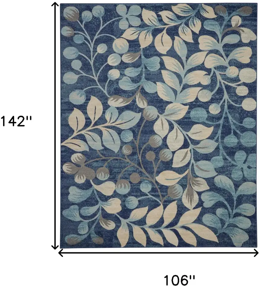 Blue And Ivory Floral Area Rug Photo 3