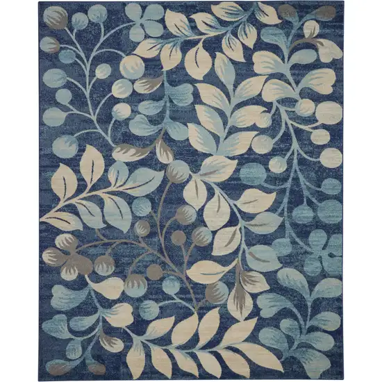 Blue And Ivory Floral Area Rug Photo 8