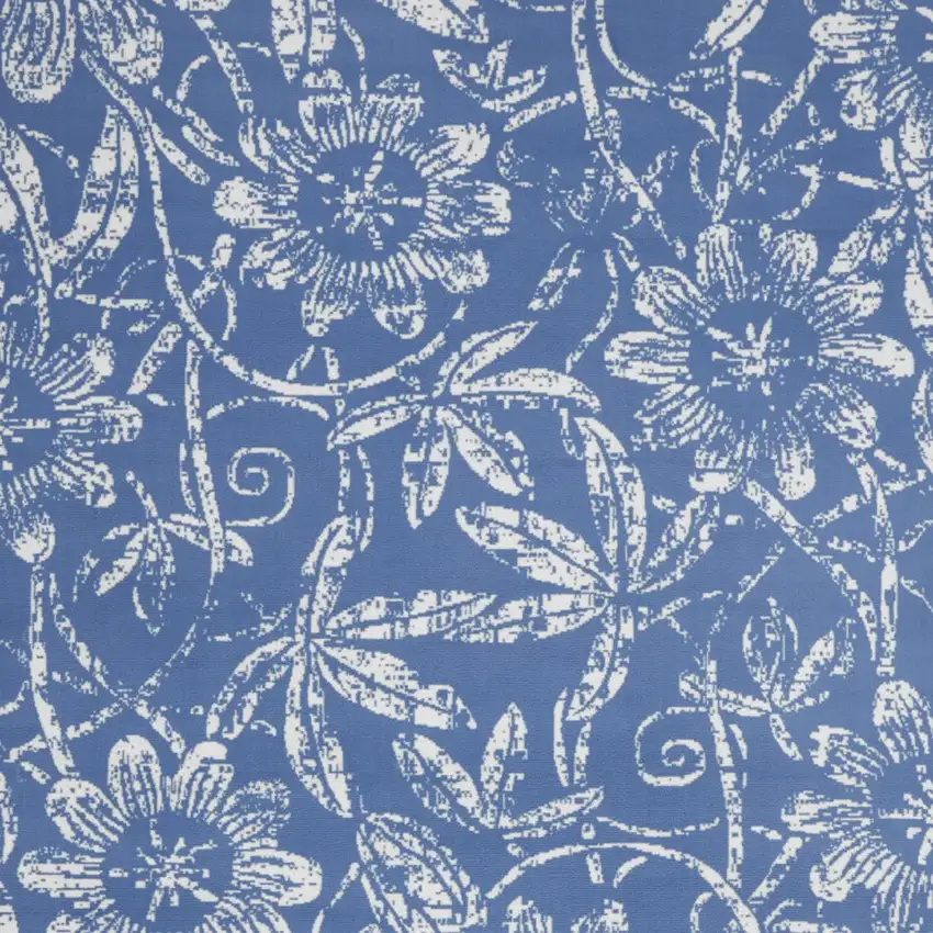 Blue And Ivory Floral Distressed Area Rug Photo 7