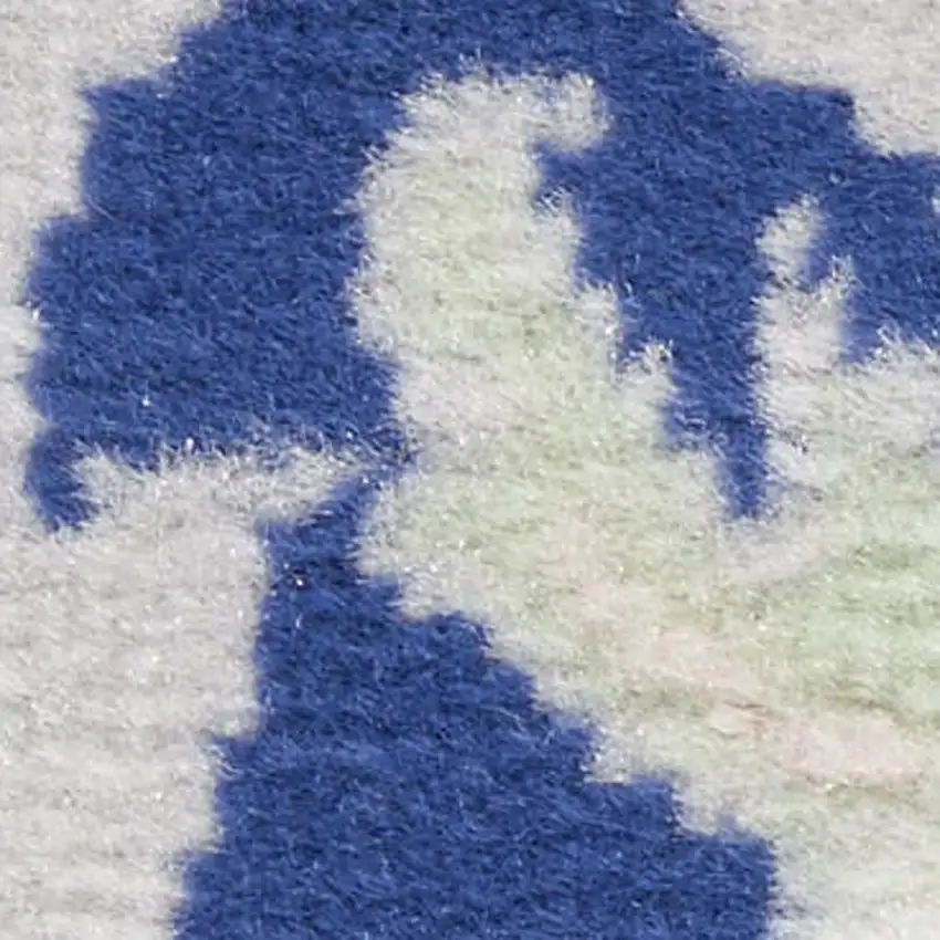 Blue And Ivory Floral Distressed Area Rug Photo 2