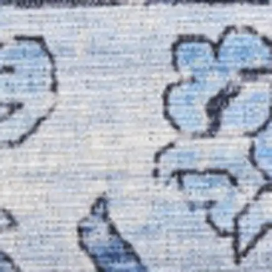 Blue And Ivory Floral Distressed Area Rug Photo 3