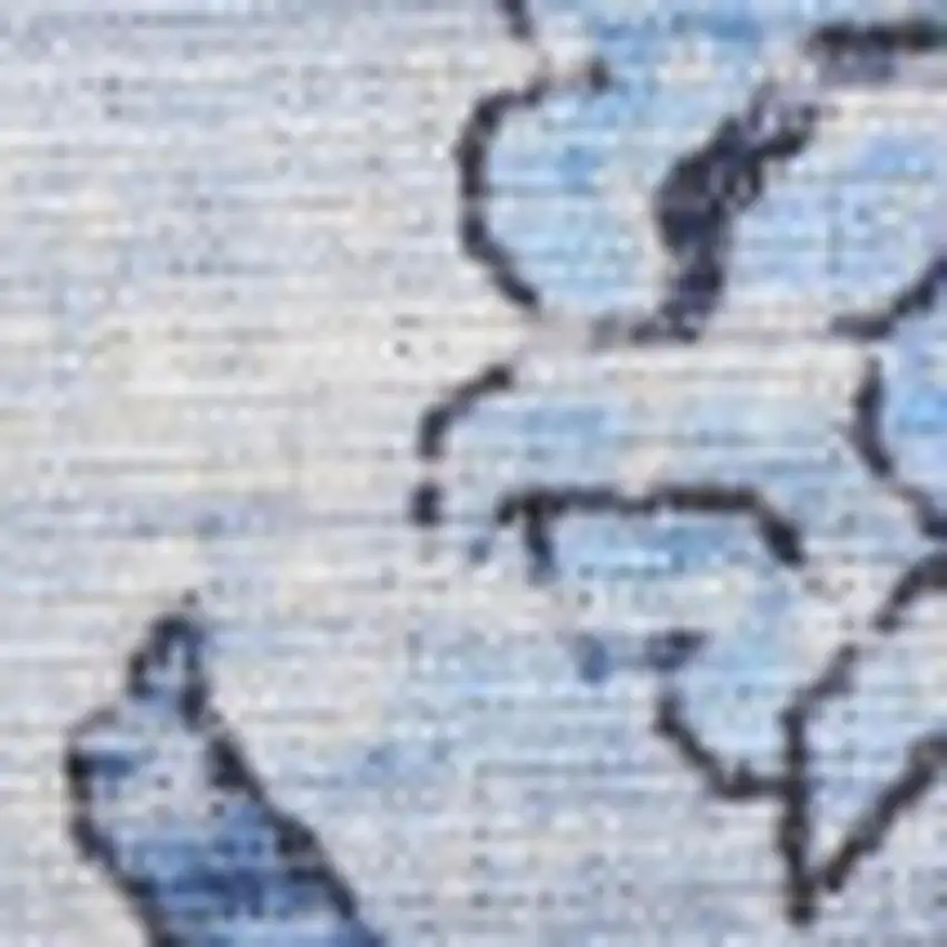 Blue And Ivory Floral Distressed Area Rug Photo 4