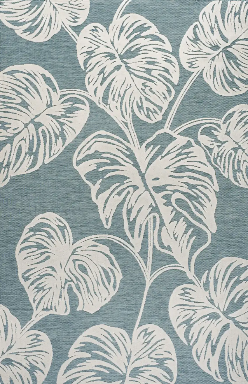 Blue And Ivory Floral Indoor Outdoor Area Rug Photo 1