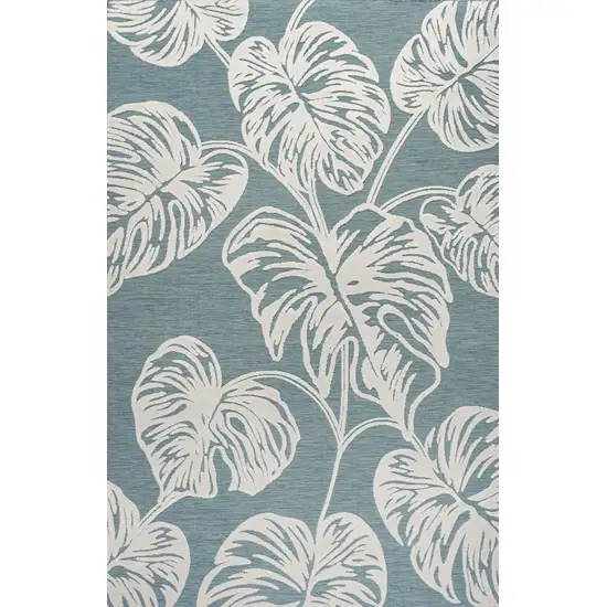 Blue And Ivory Floral Indoor Outdoor Area Rug Photo 1
