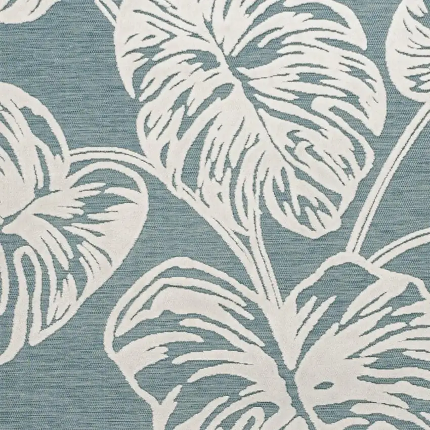 Blue And Ivory Floral Indoor Outdoor Area Rug Photo 2