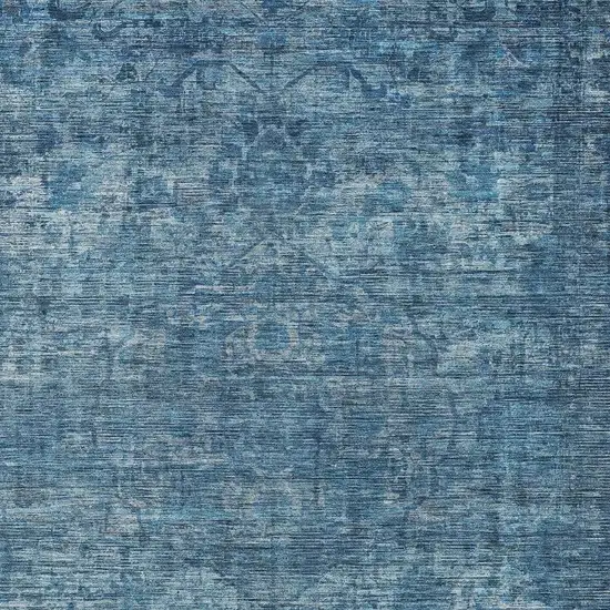 Blue And Ivory Floral Medallion Washable Indoor Outdoor Area Rug Photo 4