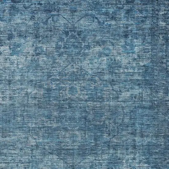 Blue And Ivory Floral Medallion Washable Indoor Outdoor Area Rug Photo 3