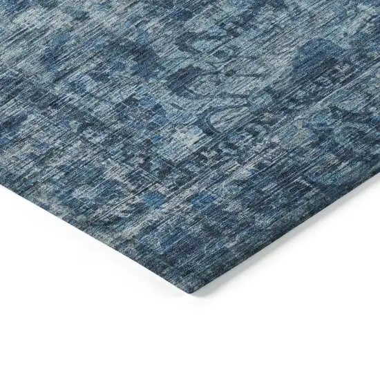 Blue And Ivory Floral Medallion Washable Indoor Outdoor Area Rug Photo 9