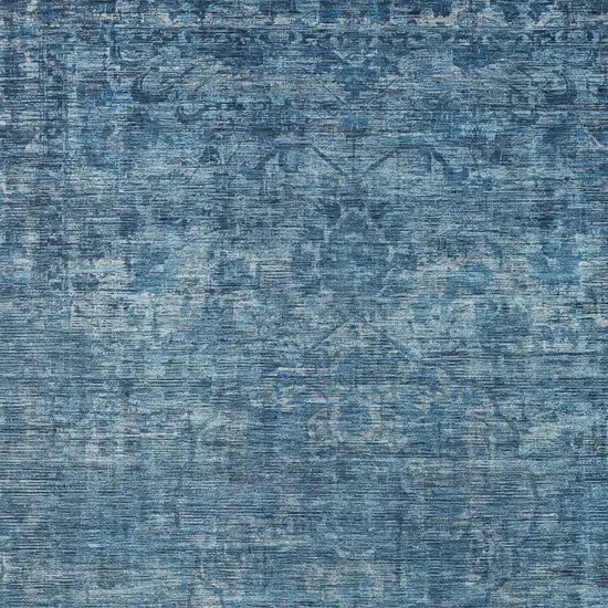 Blue And Ivory Floral Medallion Washable Indoor Outdoor Area Rug Photo 6