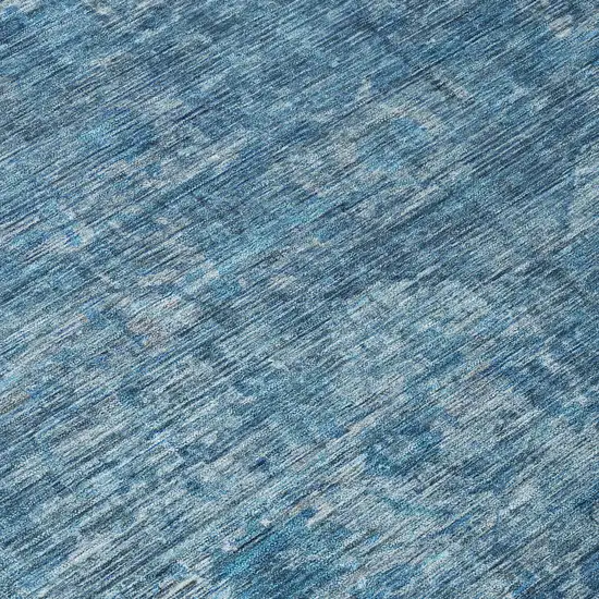 Blue And Ivory Floral Medallion Washable Indoor Outdoor Area Rug Photo 8