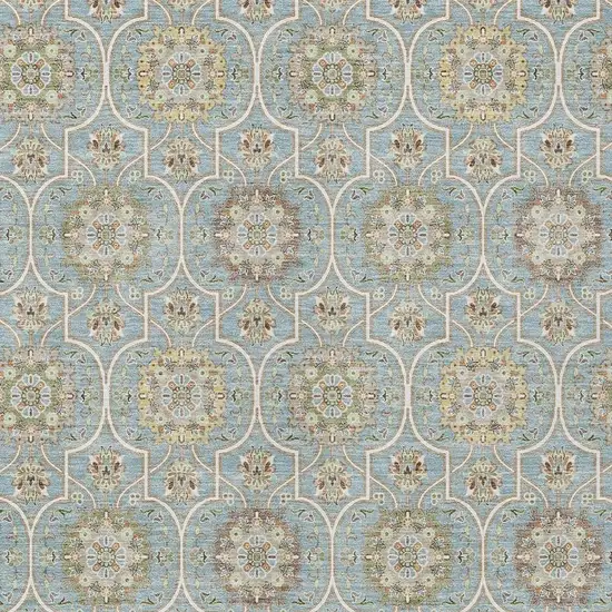 Blue And Ivory Floral Medallion Washable Indoor Outdoor Area Rug Photo 5
