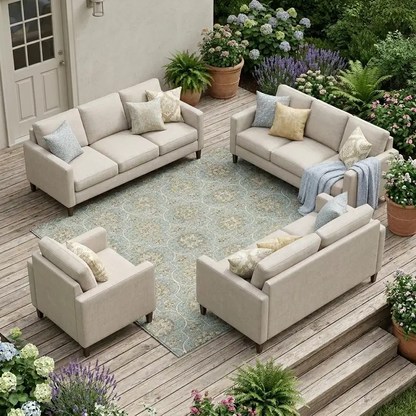 Blue And Ivory Floral Medallion Washable Indoor Outdoor Area Rug Photo 1