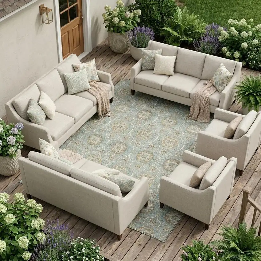 Blue And Ivory Floral Medallion Washable Indoor Outdoor Area Rug Photo 1