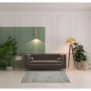 Photo of Blue And Ivory Floral Non Skid Area Rug With Fringe