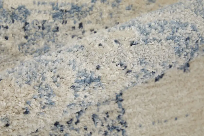 Blue And Ivory Floral Power Loom Distressed Area Rug Photo 9