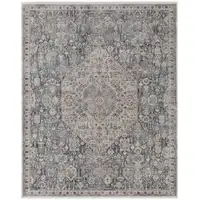 Photo of Blue And Ivory Floral Power Loom Stain Resistant Area Rug