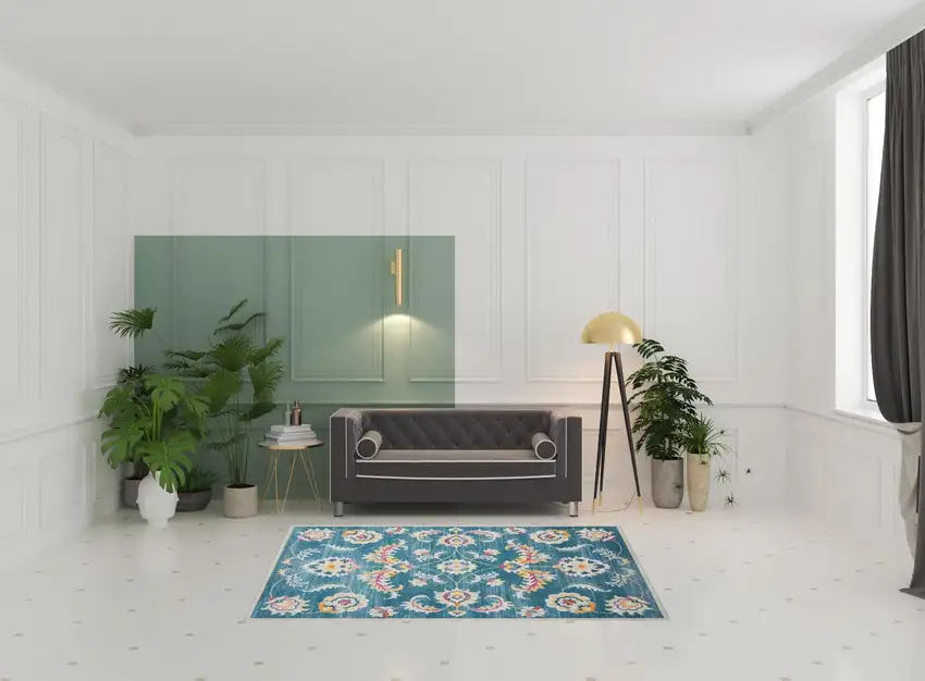 Blue And Ivory Floral Stain Resistant Indoor Outdoor Area Rug Photo 2