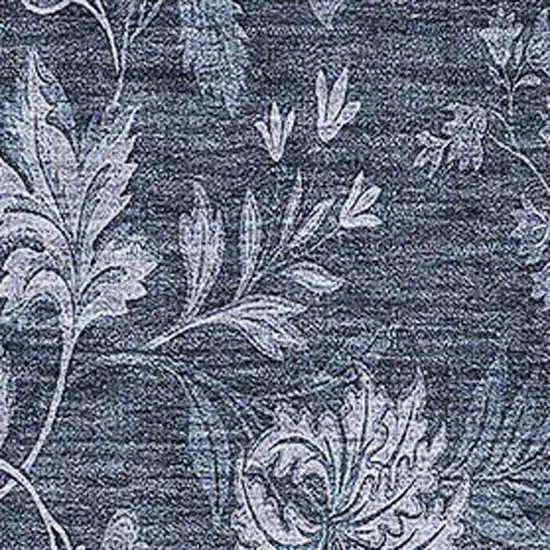 Blue And Ivory Floral Washable Area Rug With UV Protection Photo 3