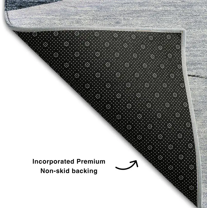 Blue And Ivory Floral Washable Area Rug With UV Protection Photo 8