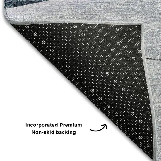 Blue And Ivory Floral Washable Area Rug With UV Protection Photo 6