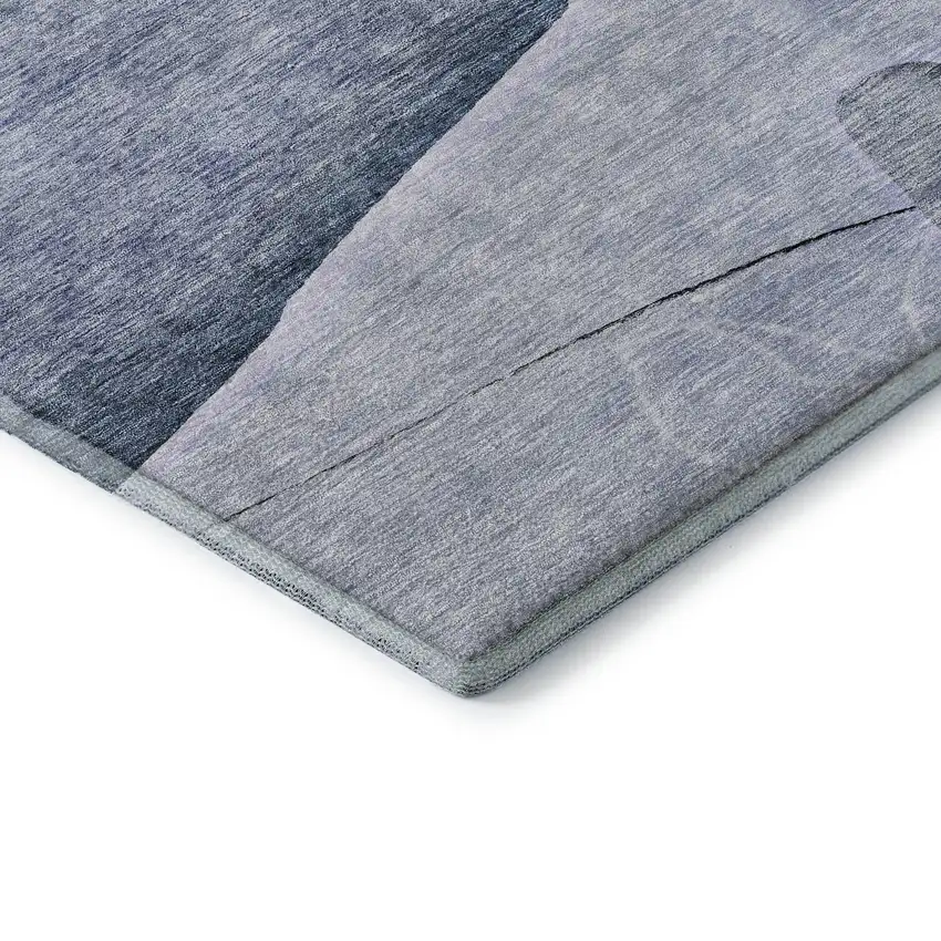 Blue And Ivory Floral Washable Area Rug With UV Protection Photo 7