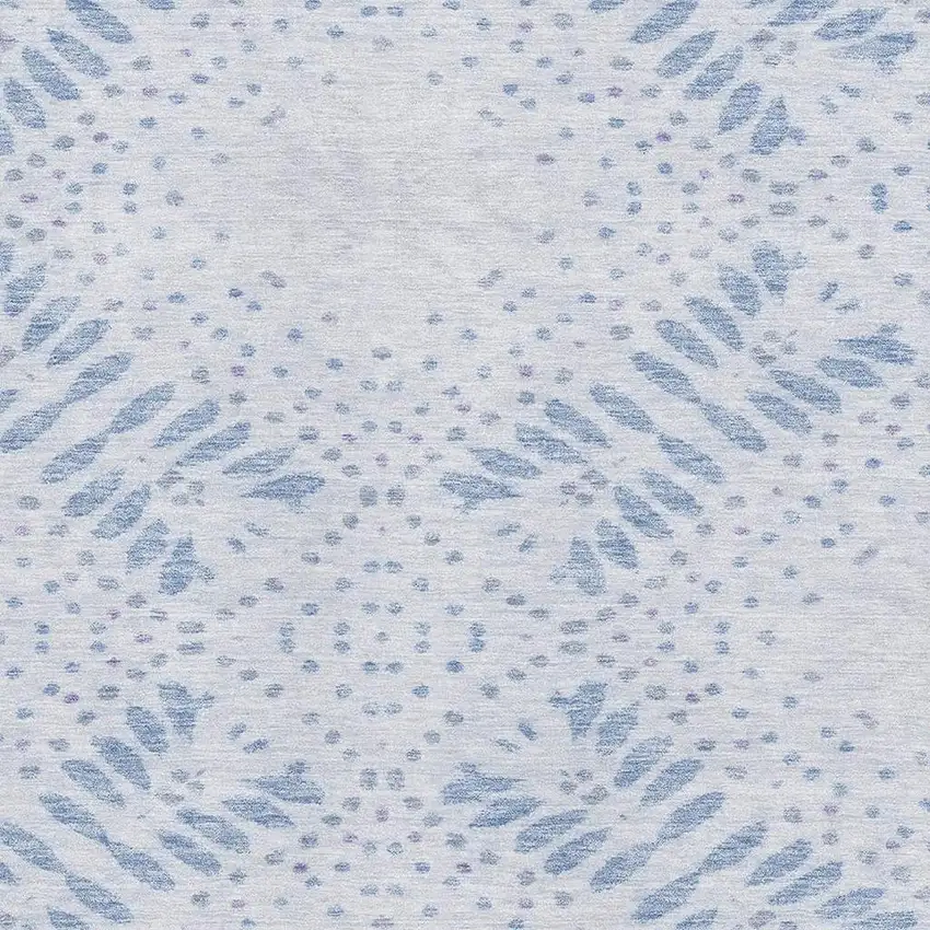 Blue And Ivory Floral Washable Area Rug With UV Protection Photo 3