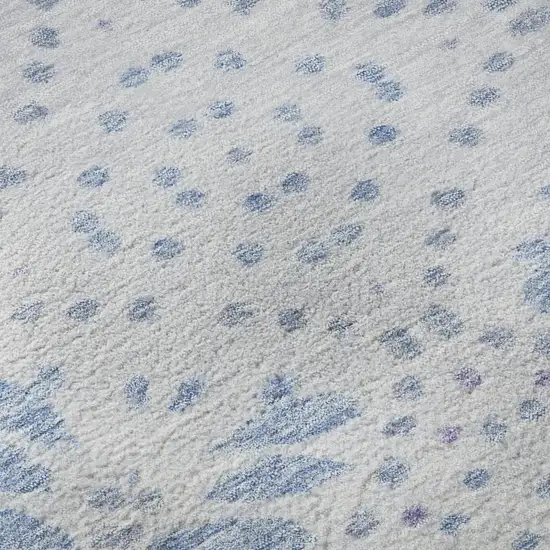 Blue And Ivory Floral Washable Area Rug With UV Protection Photo 8