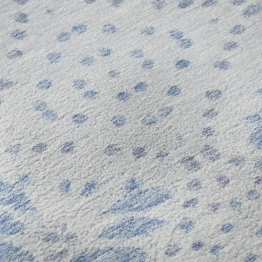 Blue And Ivory Floral Washable Area Rug With UV Protection Photo 8